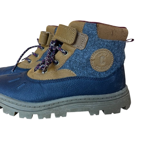 Carter’s Boys Duck Boots Size 2M Youth Blue Brown Waterproof Winter Snow Hiking - Picture 2 of 7